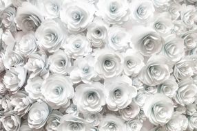 Фреска Белые бумажные цветы3d