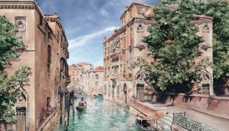 Фотообои Нарисованная Венеция с каналами