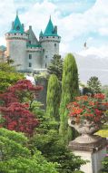 Фотообои замок и цветущий сад