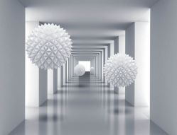 Фотообои 3D Колючие белые шары в тоннеле