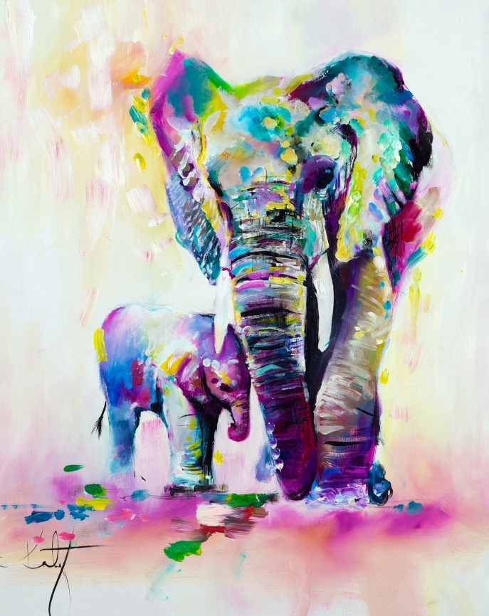 Картина на холсте Красочные слоны, арт hd1521401